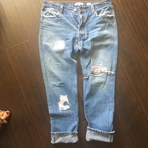 Redone Levi’s patchwork jeans